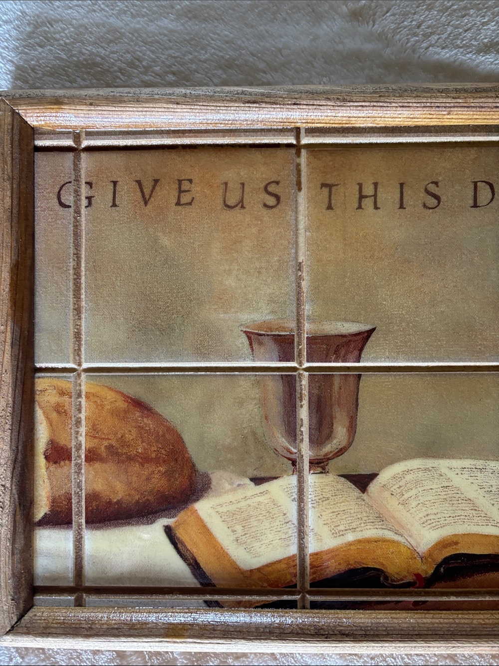 'Give Us This Day Our Daily Bread' Framed Tile Art - Neutral Tones - Picture 4 of 7